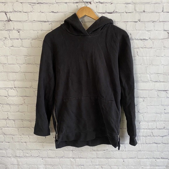 John Elliot Villain Side Zip Black Pullover Hoodie Made USA Sz 2